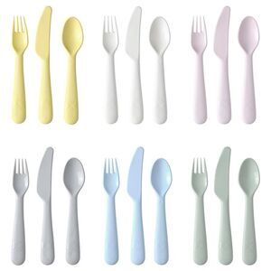NWT IKEA KALAS Toddler Kids Flatware Silverware 18-Piece Set mixed pastel colors
